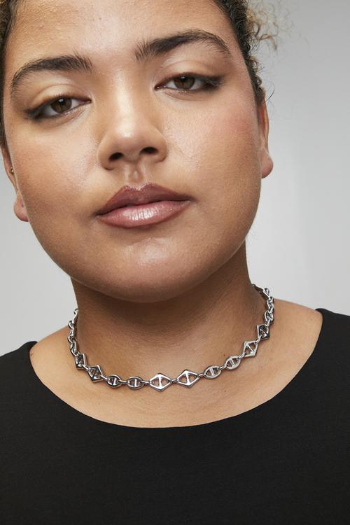 Stylish link necklace - silver