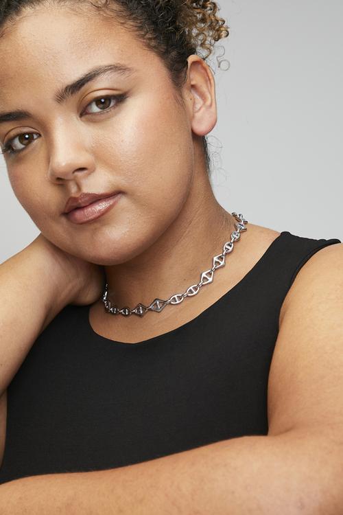Stylish link necklace - silver