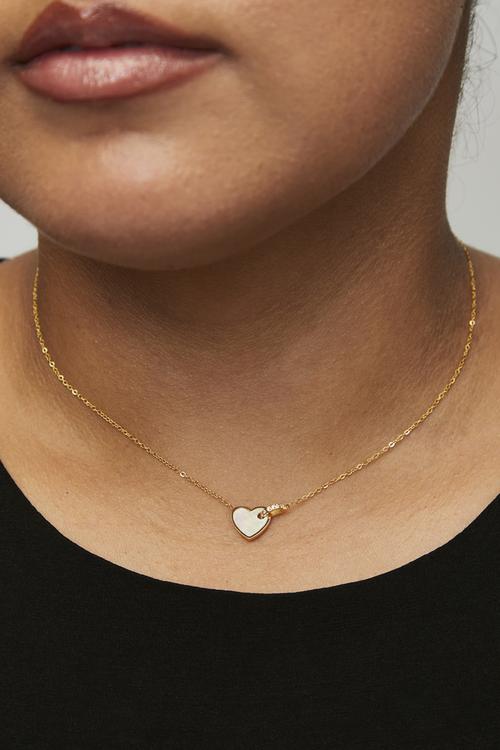 Pretty heart pendant necklace - gold
