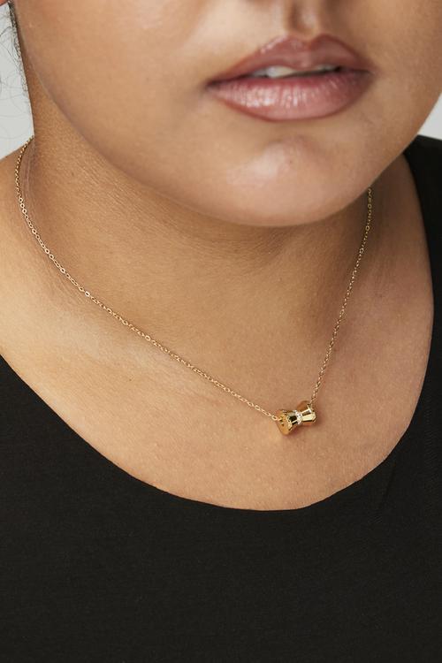 Modern barrel pendant necklace - gold