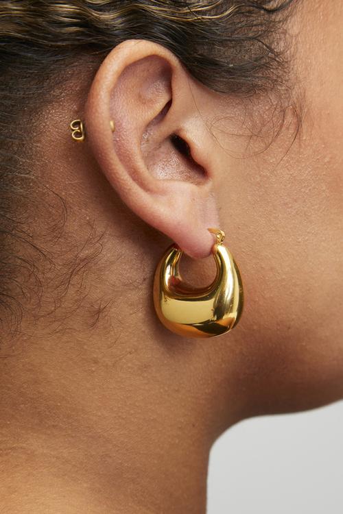 Chunky bold hoop earrings - gold