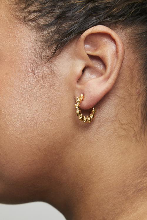 Star-studded hoop earrings - gold