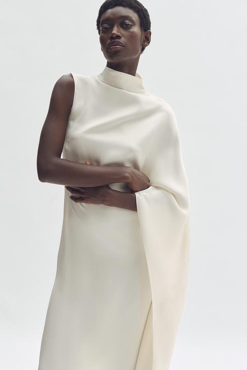 Stella McCartney H&M: Satin cape dress - cream