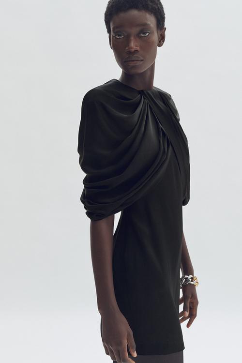 Stella McCartney H&M: Draped satin mini dress - black