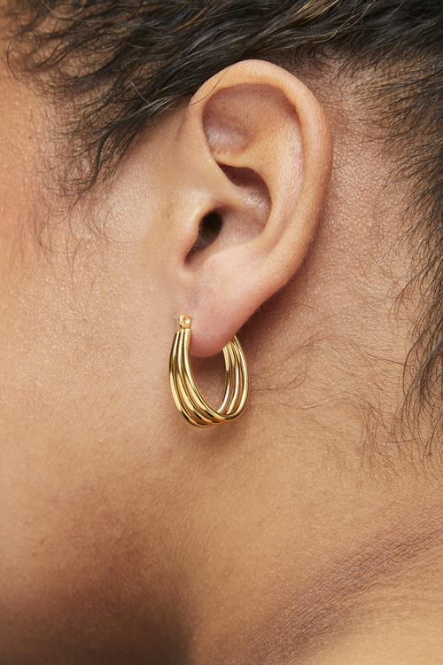 Modern triple-hoop earrings - gold