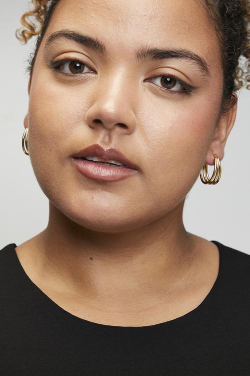 Modern triple-hoop earrings - gold