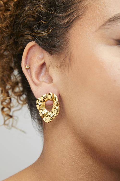 Organic stud earrings - gold