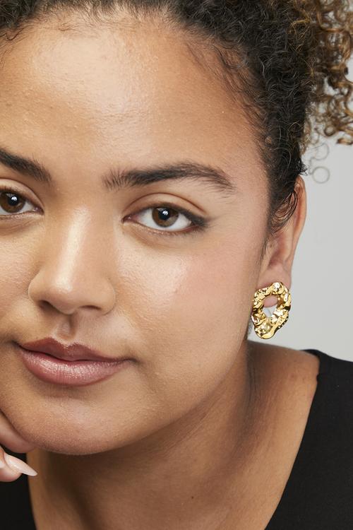 Organic stud earrings - gold