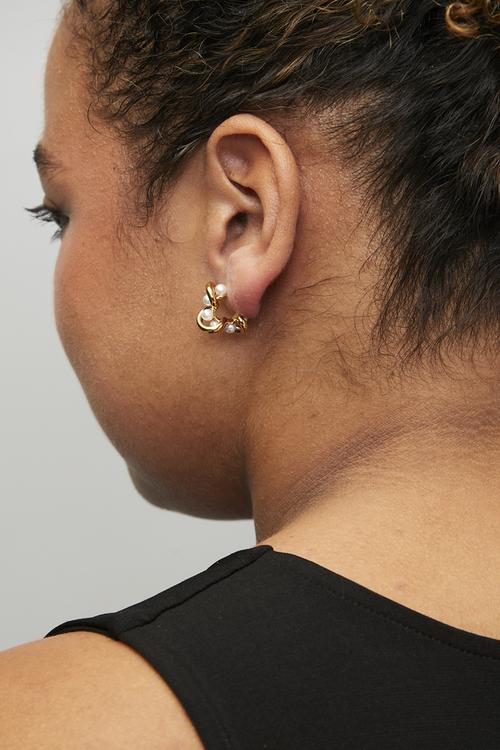 Organic pearl earrings - gold