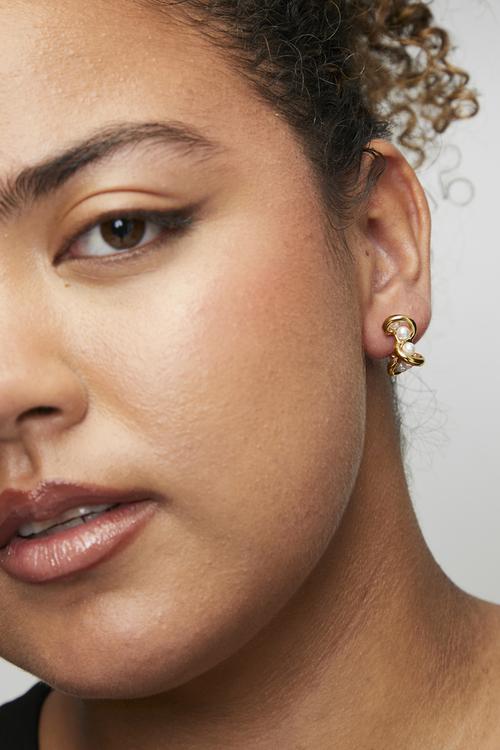 Organic pearl earrings - gold