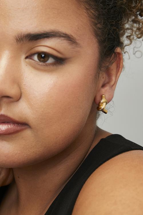 Stylish twisted knot earrings - gold
