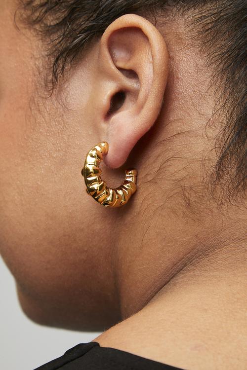Organic hoop earrings - gold