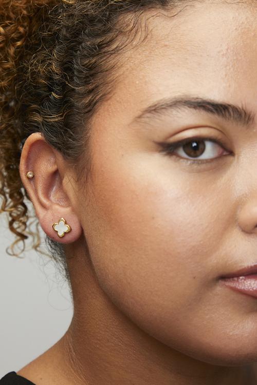 Trendy stud earrings - gold & silver