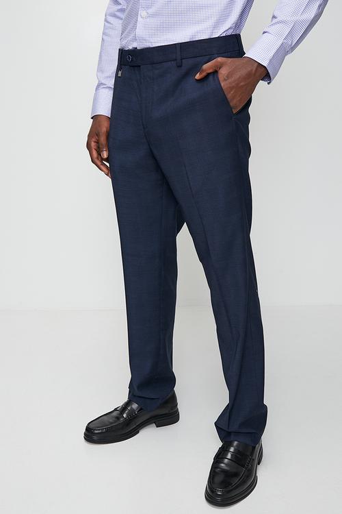 Franco Custom Fit Check Trouser - Navy