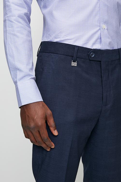 Franco Custom Fit Check Trouser - Navy