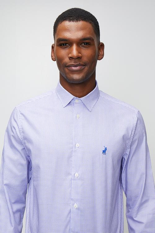 Lannister Ls Micro Print Shirt - Light Blue