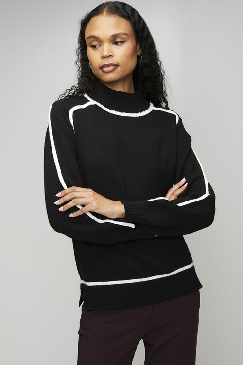 Long Sleeve High Neck Easy Wearing Sweater - Black
