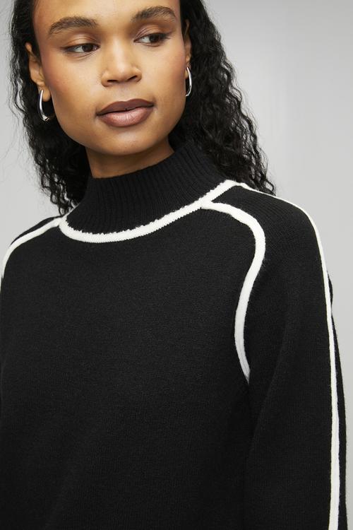 Long Sleeve High Neck Easy Wearing Sweater - Black