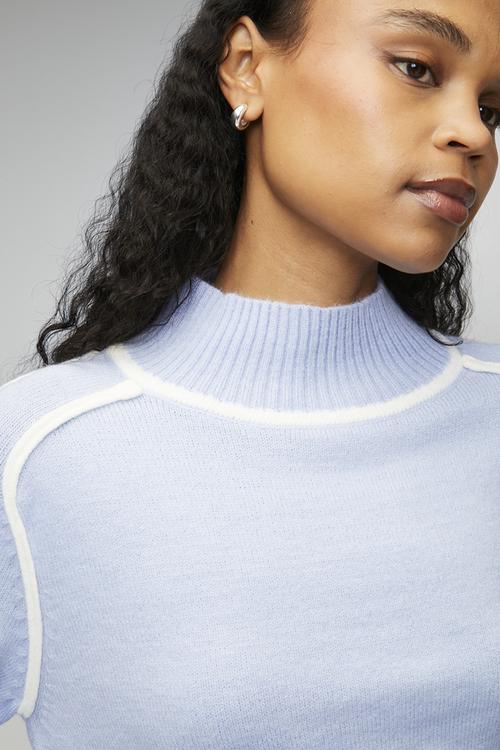Long Sleeve High Neck Easy Wearing Sweater -  Skylight