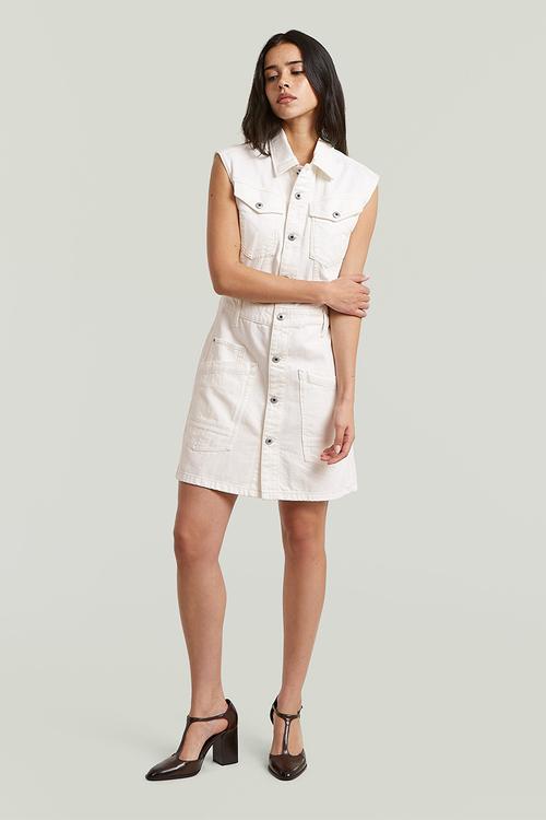 Cinch dress sleeveless wmn - ecru