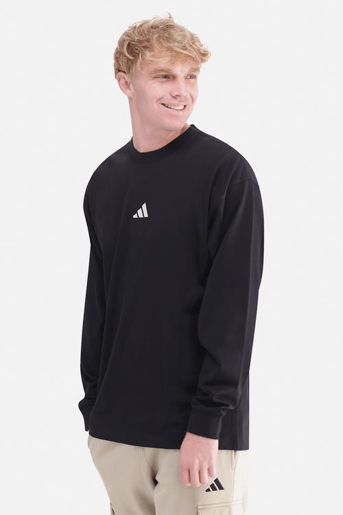 Essentials Plus Loose Fit Small Logo Long Sleeve Tee - Black / White