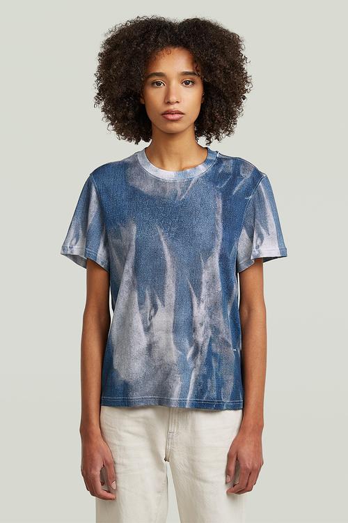 Denim print r t wmn - denim flame aop