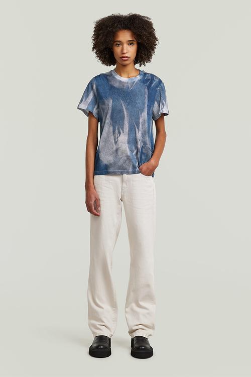 Denim print r t wmn - denim flame aop