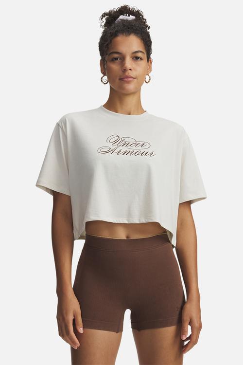 UA W SCRIPTHEART CROP SS - Summit White/Summit White