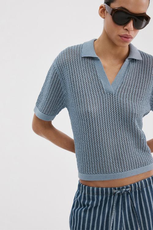 Sweater orange - light/pastel blue