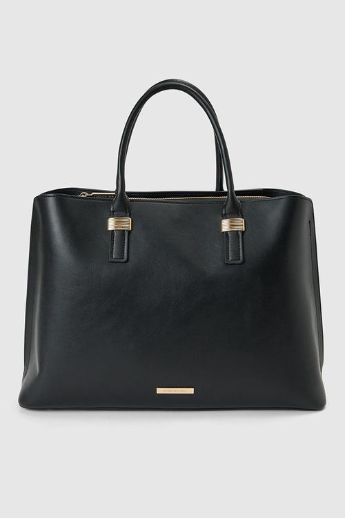 Kate laptop metal detail tote bag in black