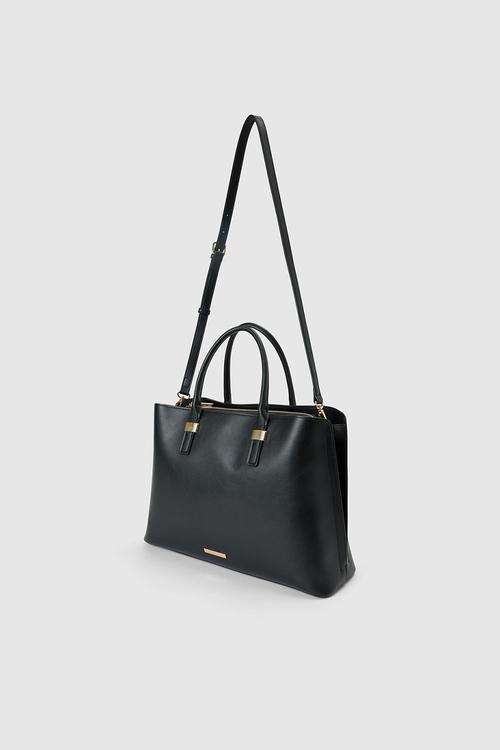Kate laptop metal detail tote bag in black