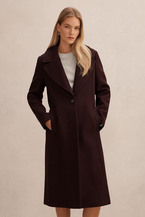 Danielle Single Breasted Coat in Berry