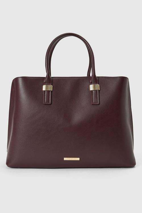 Kate laptop metal detail tote bag in vintage merlot