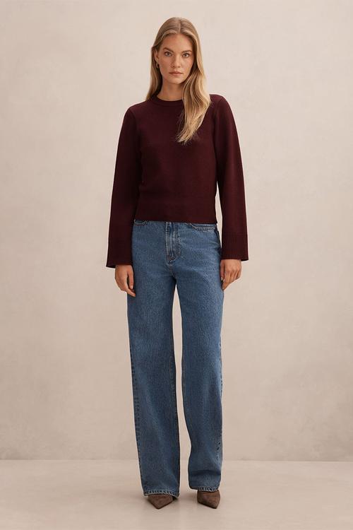 Ella Wide Sleeve Sweater in Deep Wine