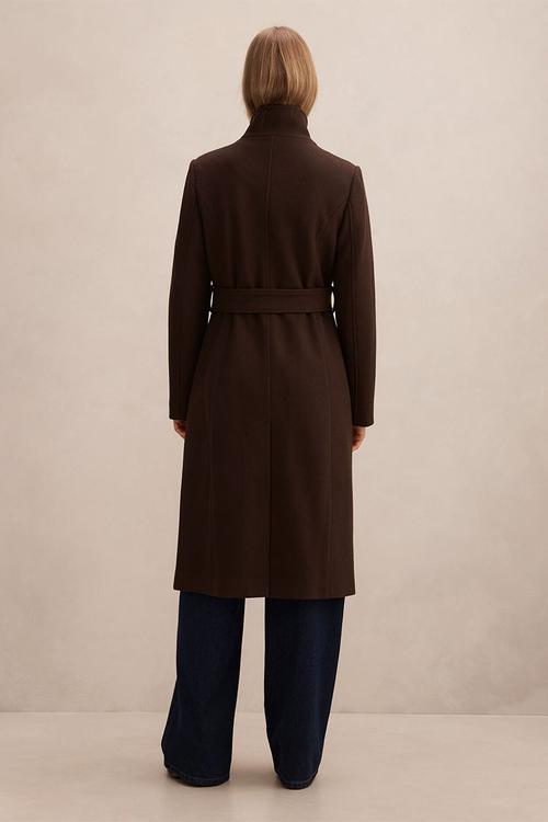 Phoebe Funnel Neck Coat in Chocolate