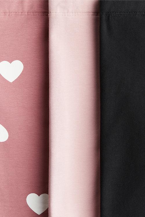 3-Pack brushed-inside jersey leggings - dusty pink/hearts