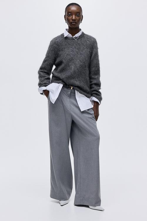 Mohair-blend jumper - dark grey marl