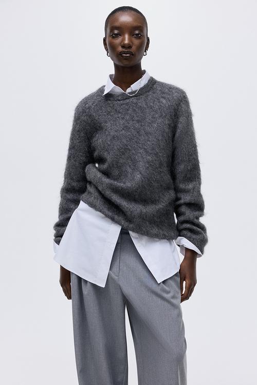 Mohair-blend jumper - dark grey marl