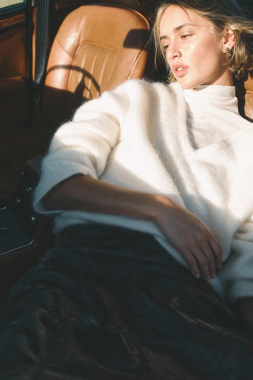 Oversized mohair-blend jumper - cream