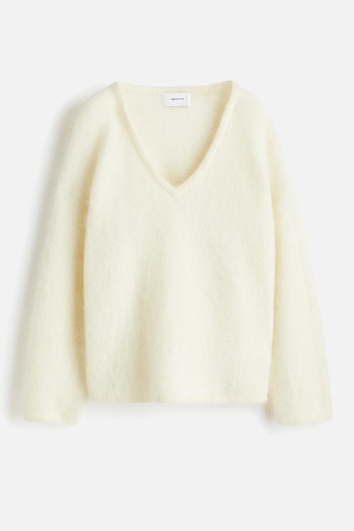 Oversized mohair-blend jumper - cream