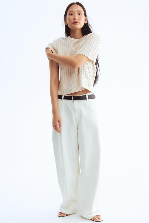 Cable-knit jumper - cream