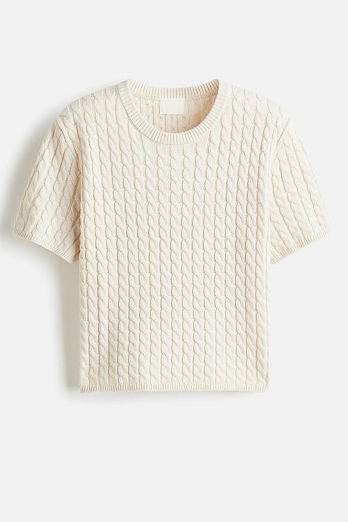 Cable-knit jumper - cream