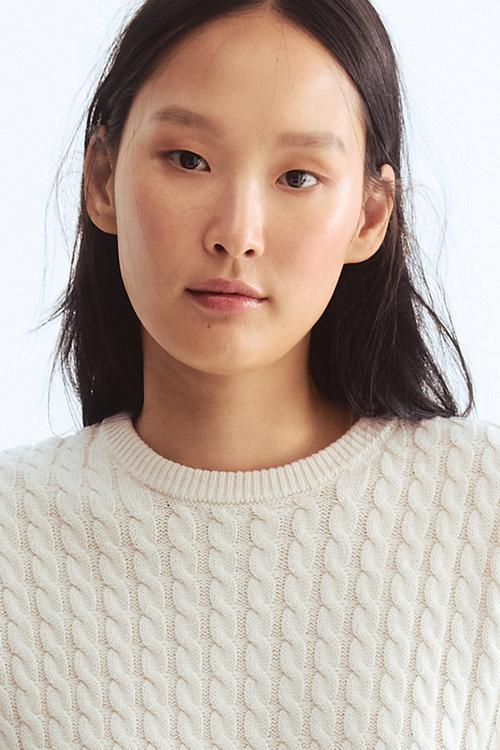 Cable-knit jumper - cream