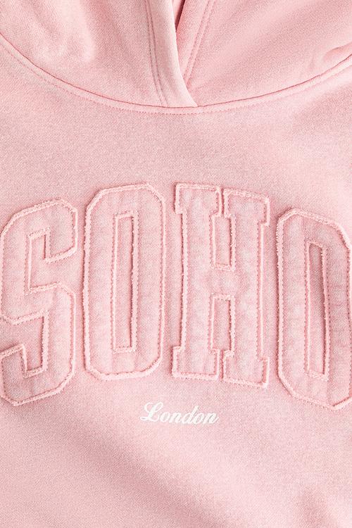 Motif-detail hoodie - pink/soho