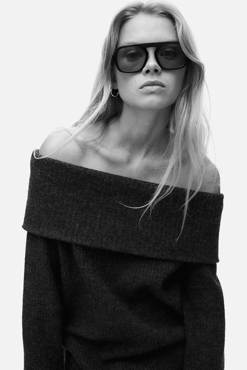 Off-the-shoulder jumper - dark grey