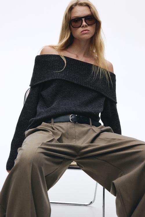 Off-the-shoulder jumper - dark grey