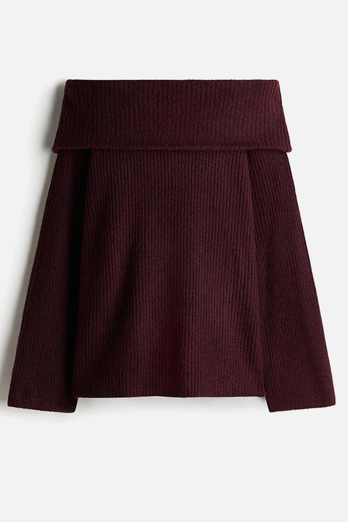 Off-the-shoulder jumper - burgundy