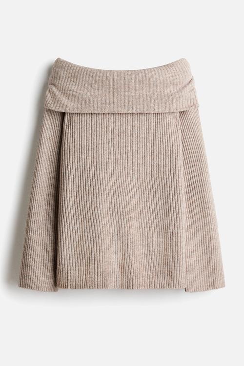 Off-the-shoulder jumper - beige marl