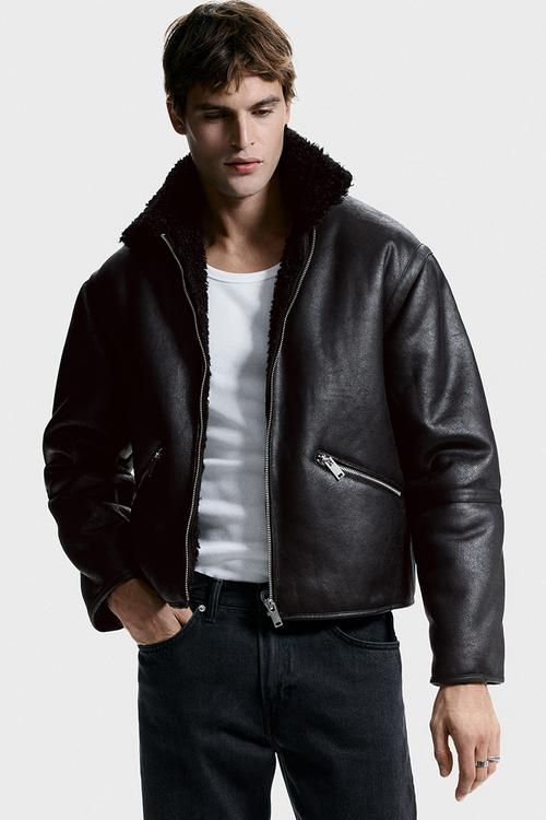 Teddy-lined jacket - black