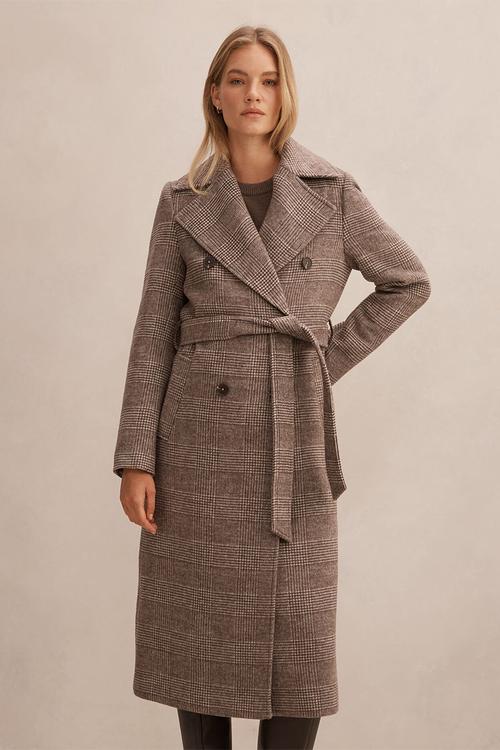 Aydee Double Breasted Coat In Mid Brown